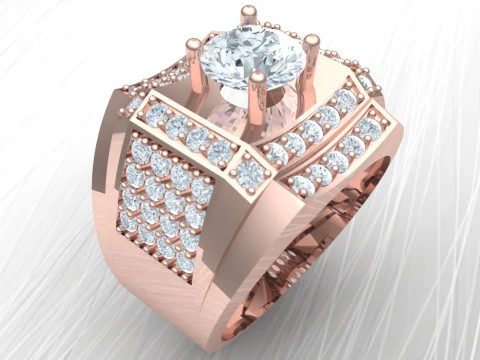 Diamond ring - Mens ring - N1148 3D Print Model