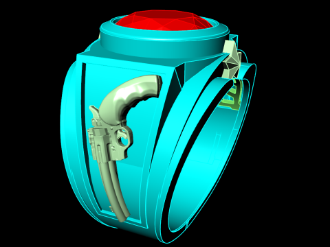 Pistol ring - Mens ring - N96 Modelo de impresión 3D