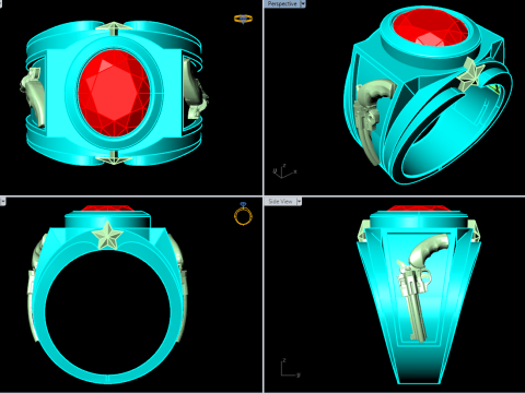 Pistol ring - Mens ring - N96 Modelo de Impressão 3D