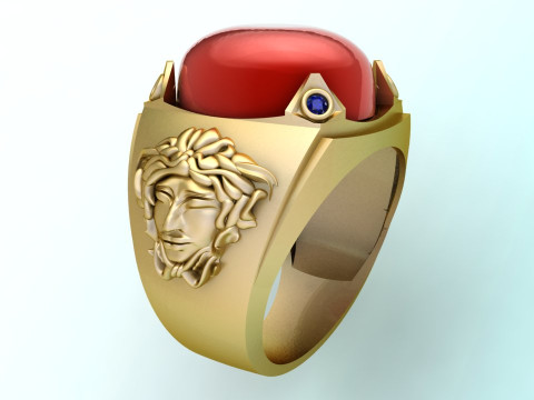 Versace ring - Medusa ring - Oval stone ring - N92 Modelo de impresión 3D