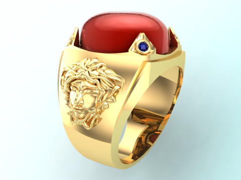 Versace ring - Medusa ring - Oval stone ring - N92 Modelo de impresión 3D