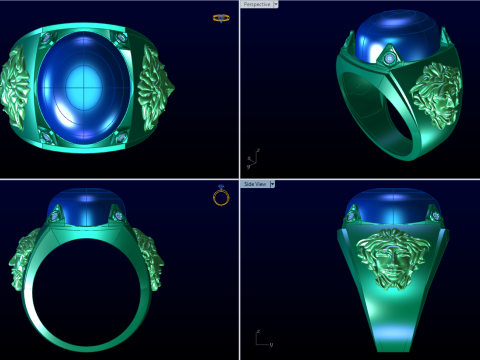 Versace ring - Medusa ring - Oval stone ring - N92 Modelo de impresión 3D