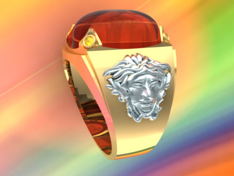Versace ring - Medusa ring - Oval stone ring - N92 Modelo de impresión 3D