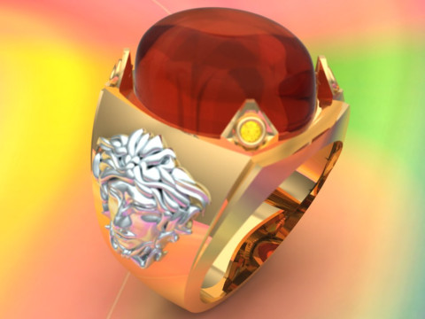 Versace ring - Medusa ring - Oval stone ring - N92 Modelo de impresión 3D