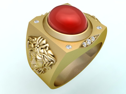 Versace ring - Medusa ring - Oval stone ring - N91 3D Принт Модель