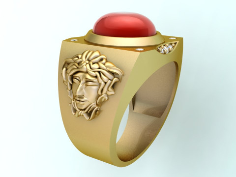Versace ring - Medusa ring - Oval stone ring - N91 Modelo de impresión 3D