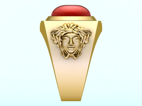 Versace ring - Medusa ring - Oval stone ring - N91 Modelo de impresión 3D
