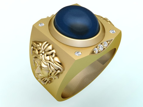 Versace ring - Medusa ring - Oval stone ring - N91 Modelo de impresión 3D