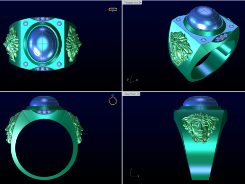 Versace ring - Medusa ring - Oval stone ring - N91 Modelo de impresión 3D