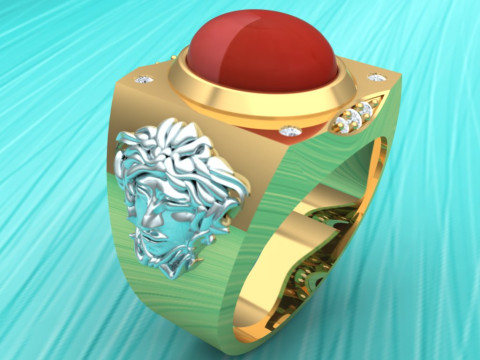 Versace ring - Medusa ring - Oval stone ring - N91 Modelo de impresión 3D