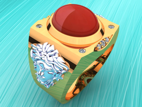 Versace ring - Medusa ring - Oval stone ring - N91 Modelo de impresión 3D