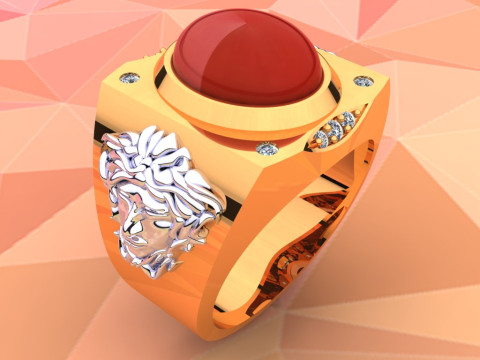 Versace ring - Medusa ring - Oval stone ring - N91 Modelo de impresión 3D