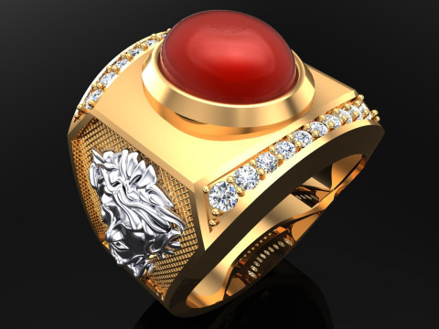 Versace ring - Medusa ring - Oval stone ring - N90 Model do druku 3D