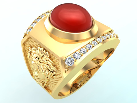 Versace ring - Medusa ring - Oval stone ring - N90 Model do druku 3D