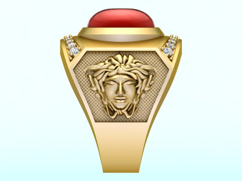 Versace ring - Medusa ring - Oval stone ring - N90 Model do druku 3D