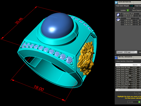 Versace ring - Medusa ring - Oval stone ring - N90 Model do druku 3D