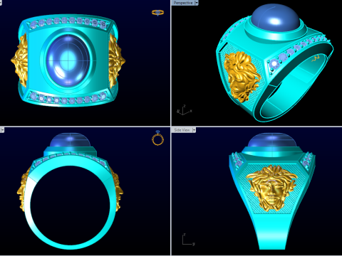 Versace ring - Medusa ring - Oval stone ring - N90 Model do druku 3D