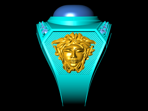 Versace ring - Medusa ring - Oval stone ring - N90 Model do druku 3D