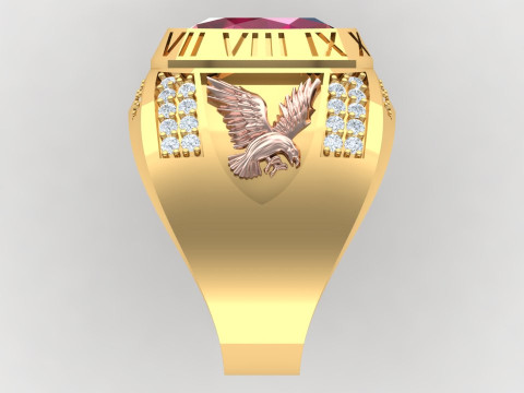 Eagle ring - Oval ring - Mens rings - N6 Model Cetak 3D