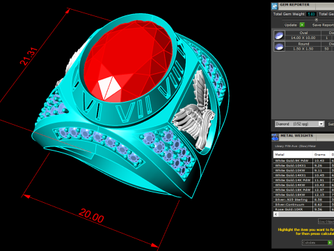 Eagle ring - Oval ring - Mens rings - N6 Model Cetak 3D