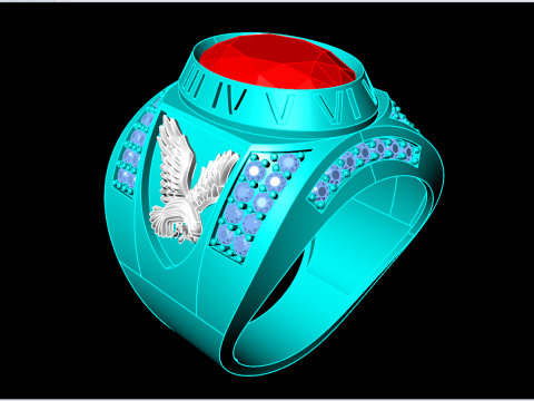 Eagle ring - Oval ring - Mens rings - N6 Model Cetak 3D