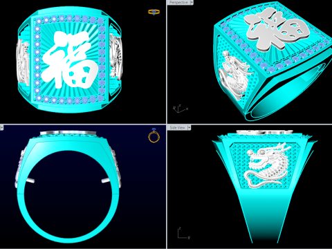 Dragon ring - Blessed ring - Mens ring - N79 3D Принт Модель