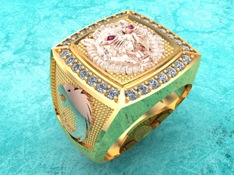 Tiger Ring - Mens rings - N80 Modello di stampa 3D
