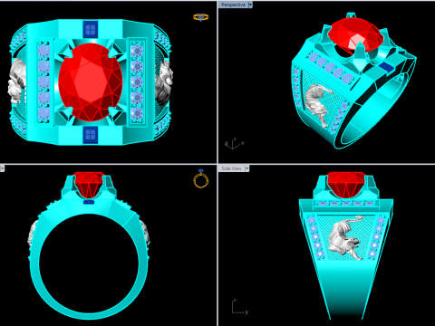 Tiger ring - Oval mens rings - Mens Rings - N40 Modelo de Impressão 3D