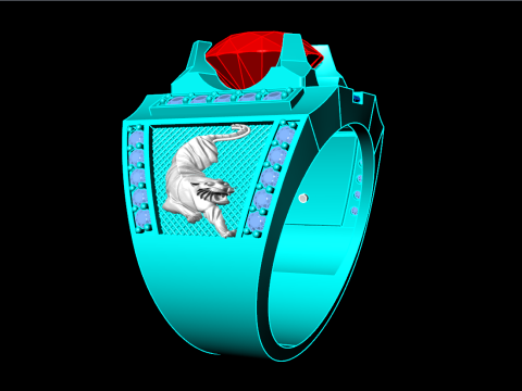 Tiger ring - Oval mens rings - Mens Rings - N40 Modelo de Impressão 3D