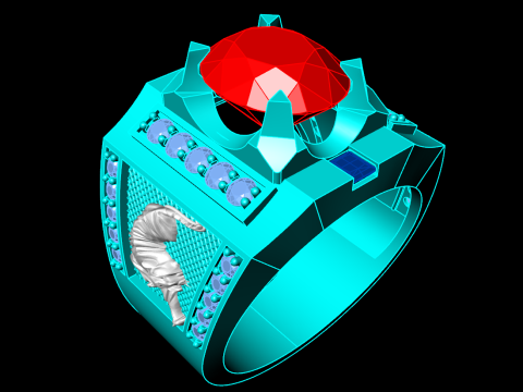 Tiger ring - Oval mens rings - Mens Rings - N40 Modelo de Impressão 3D