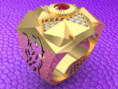 Tiger rings - Mens rings - N97 Modello di stampa 3D