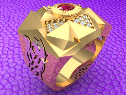 Cincin Harimau - Cincin Pria - N97 Model Cetak 3D