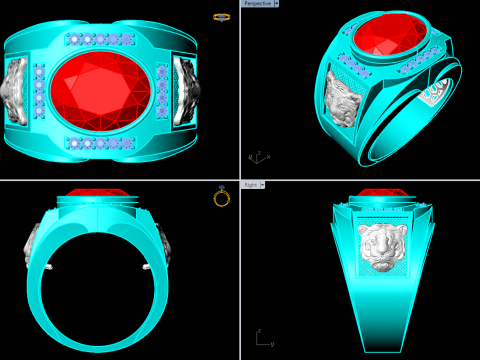 Tiger ring - Oval rings - Mens rings - N84 Modelo de Impressão 3D