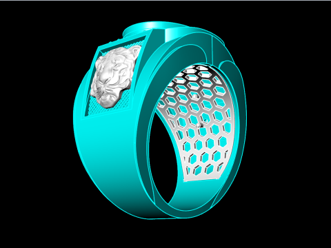 Tiger ring - Oval rings - Mens rings - N84 Modelo de Impressão 3D