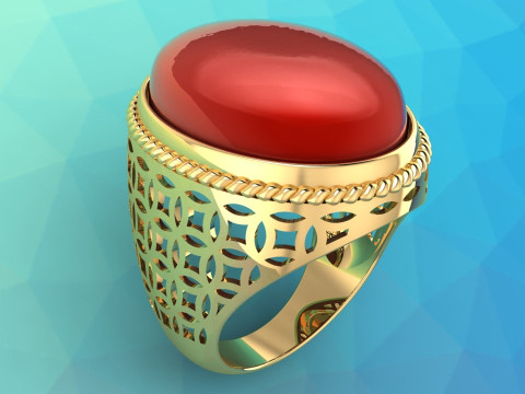 Oval Stone Mens Rings - Money ring - Mens Rings - N103 3D printmodel