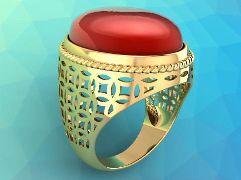 Oval Stone Mens Rings - Money ring - Mens Rings - N103 3D Print Model
