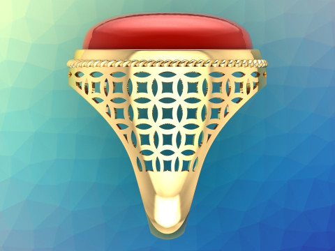 Oval Stone Mens Rings - Money ring - Mens Rings - N103 3D Print Model