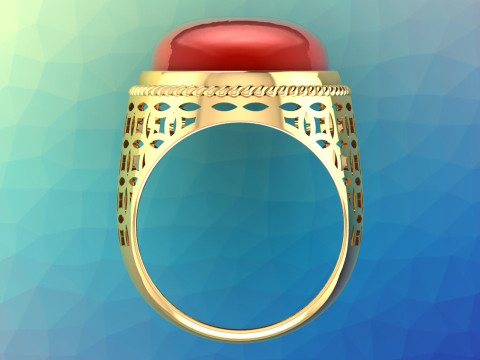 Oval Stone Mens Rings - Money ring - Mens Rings - N103 3D Print Model