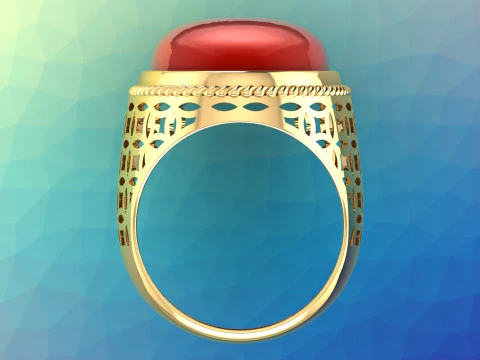 Oval Stone Mens Rings - Money ring - Mens Rings - N103 3D Print Model