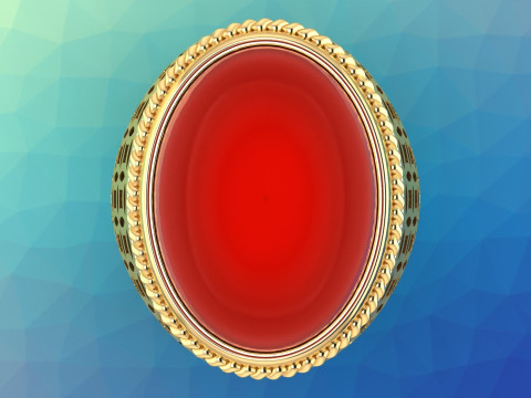 Oval Stone Mens Rings - Money ring - Mens Rings - N103 3D Print Model