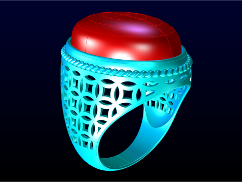 Oval Stone Mens Rings - Money ring - Mens Rings - N103 3D Print Model