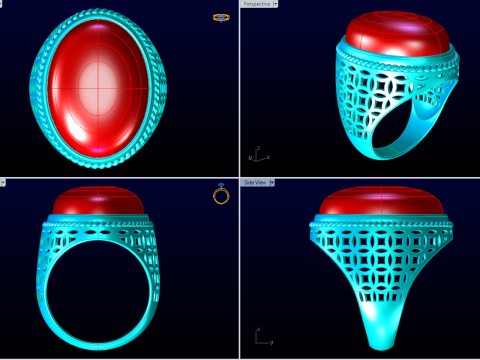 Oval Stone Mens Rings - Money ring - Mens Rings - N103 3D Print Model