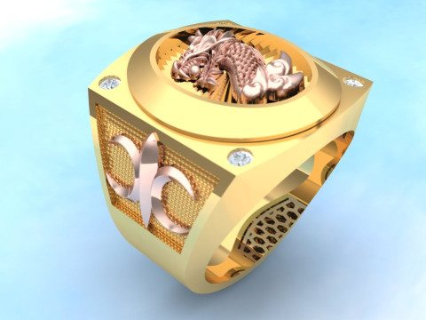 Dragon ring - Mens rings - N98 3D Принт Модель