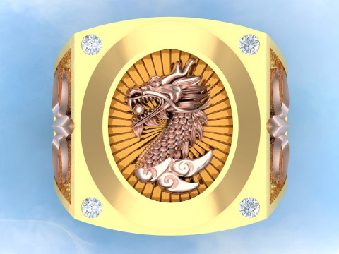 Dragon ring - Mens rings - N98 Modèles 3D en vedette
