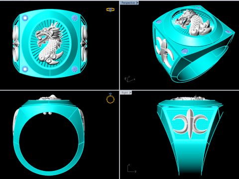 Dragon ring - Mens rings - N98 Modèles 3D en vedette