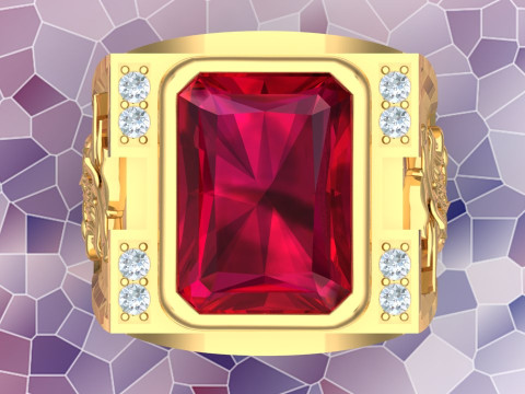 Dragon Ring - Rectangular Stone Mens Ring - Mens Rings - N604 3D Druckmodell