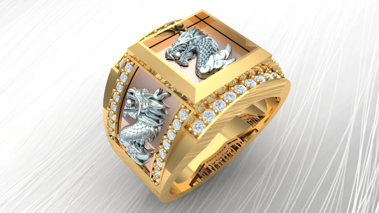 Dragon ring - Diamond ring - Mens rings - N6553 3D Print Model .c4d .max .obj .3ds .fbx .stl .blend 