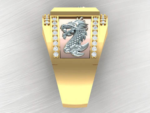Dragon ring - Diamond ring - Mens rings - N6553 3D Print Model