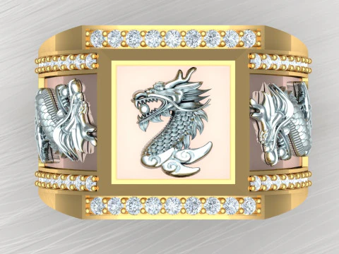 Dragon ring - Diamond ring - Mens rings - N6553 3D Print Model