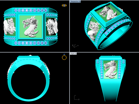 Dragon ring - Diamond ring - Mens rings - N6553 3D Print Model